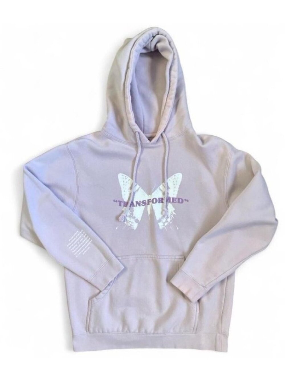 Elevated Faith Size S Lavender Butterfly “Transformed” Graphic Hoodie Christian